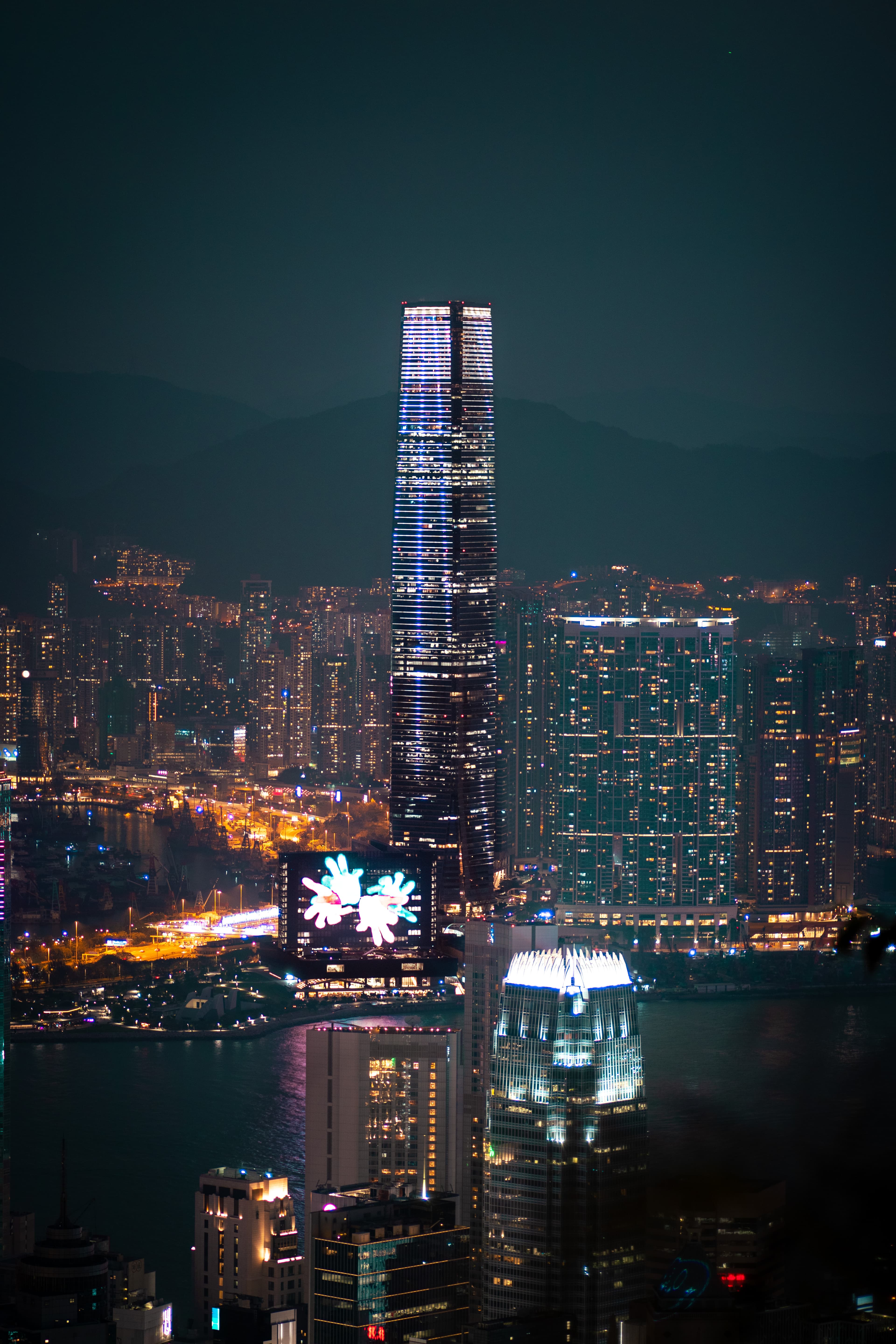 Hong Kong skyline at night — ICC Tower